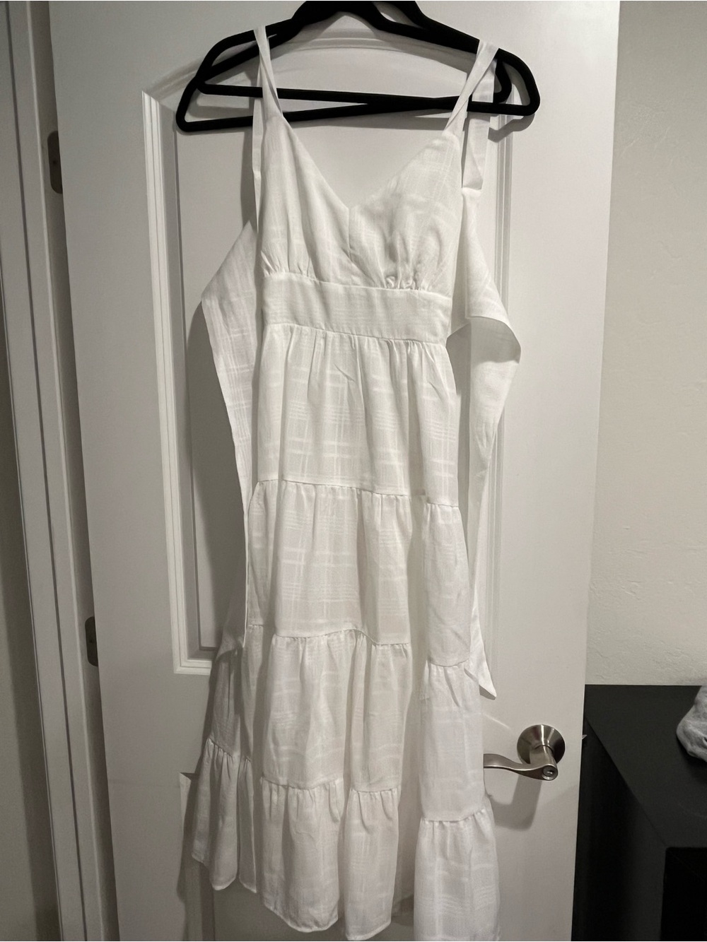 Lulu's White Tiered Maxi Dress with Spaghetti Straps